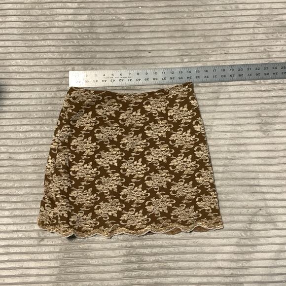Vintage Deadstock Express Tricot Lace Skirt Brown Mini Short Women’s Medium NEW - Picture 7 of 8